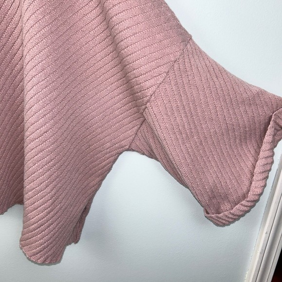 Free People Pink I Can’t Wait Cropped Cuff Oversized Sweater Rose Pink Women's L - Picture 7 of 15